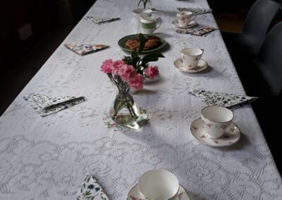 Table laid out ready for having a coffee