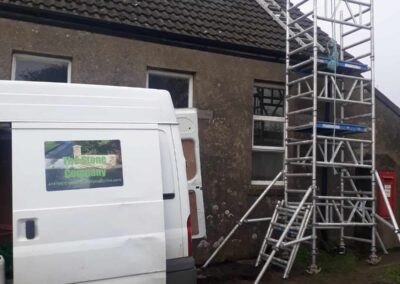 Set up ready with scaffolding to repair the capping on the chimney