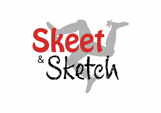 Skeet and Sketch with a triskelion in the background